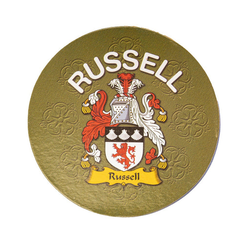 Clan/Family Name Round Cork Coaster Russell E - Heritage Of Scotland - RUSSELL E