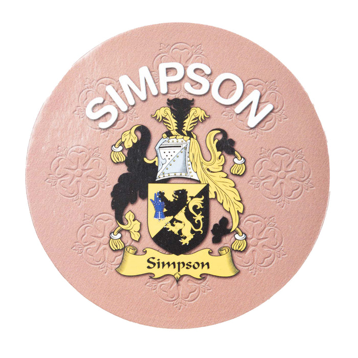 Clan/Family Name Round Cork Coaster Simpson E - Heritage Of Scotland - SIMPSON E