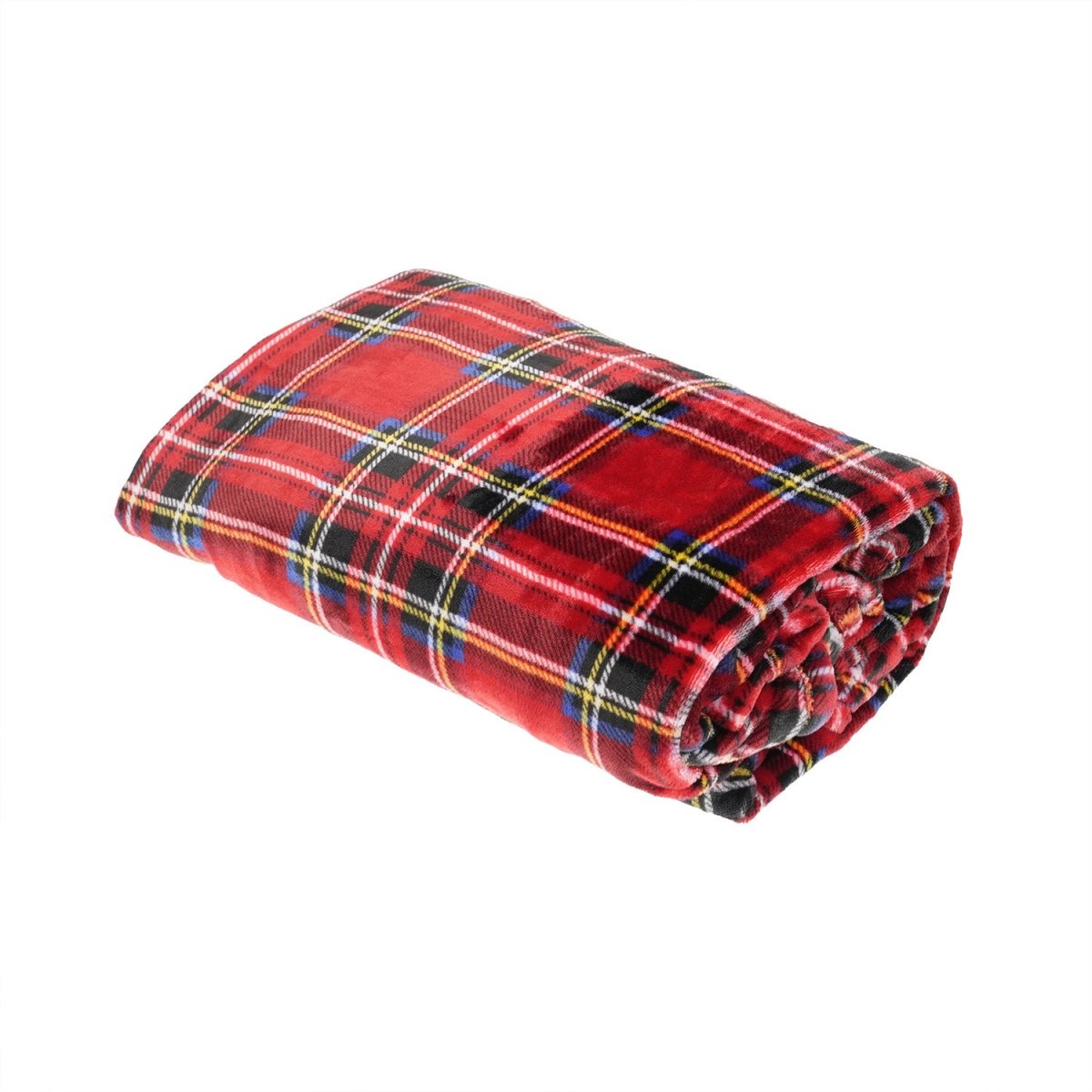 Classic Scottish Red Tartan Print Fleece Throw Blanket - Heritage Of Scotland -