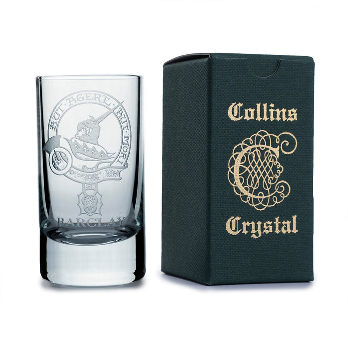 Collins Crystal Clan Shot Glass Barclay - Heritage Of Scotland - BARCLAY