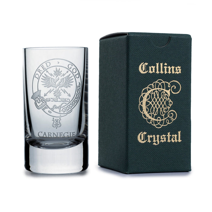 Collins Crystal Clan Shot Glass Carnegie - Heritage Of Scotland - CARNEGIE