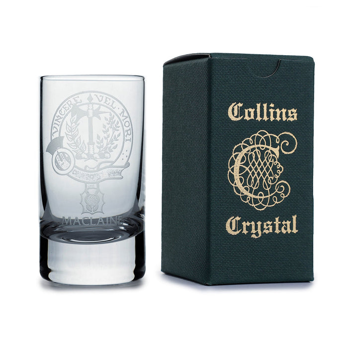 Collins Crystal Clan Shot Glass Maclaine - Heritage Of Scotland - MACLAINE