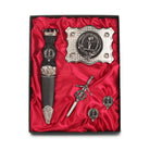 Colquhoun Clan Badge, Kilt Pin, Lapel Pin, Cufflinks, Keyring/Key Fob & Gift Set — Fine Pewter by Art Pewter — Made in Scotland (Shiny Finish) - Heritage Of Scotland - Gift Set