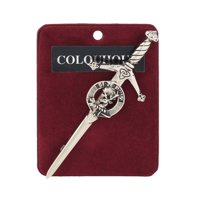 Colquhoun Clan Badge, Kilt Pin, Lapel Pin, Cufflinks, Keyring/Key Fob & Gift Set — Fine Pewter by Art Pewter — Made in Scotland (Shiny Finish) - Heritage Of Scotland - Kilt Pin