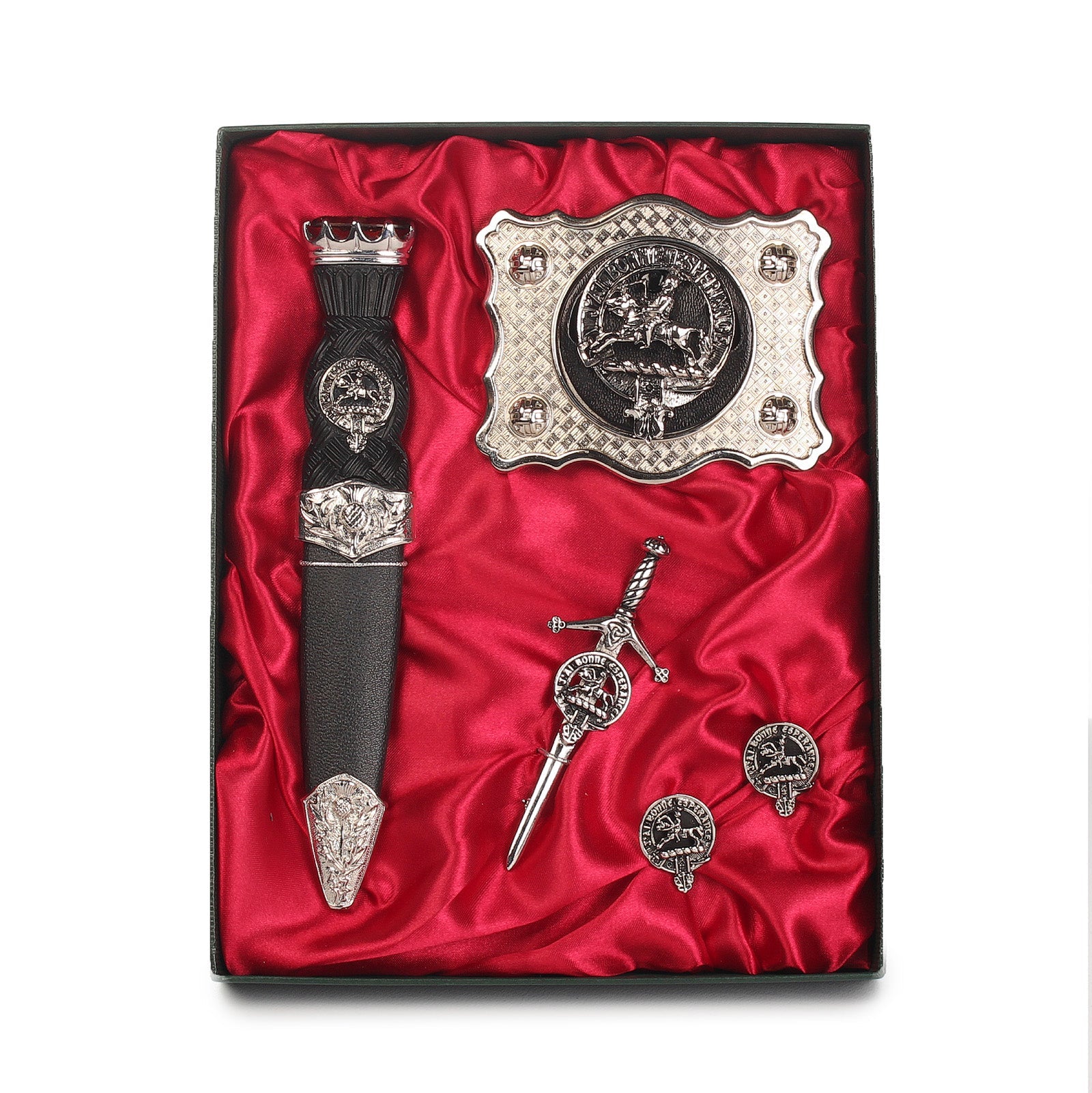 Craig Clan Badge, Kilt Pin, Lapel Pin, Cufflinks, Keyring/Key Fob & Gift Set — Fine Pewter by Art Pewter — Made in Scotland (Shiny Finish) - Heritage Of Scotland - Gift Set