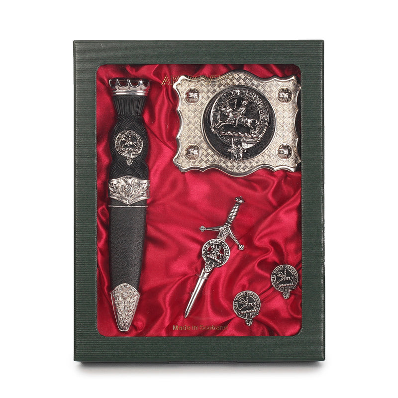 Craig Clan Badge, Kilt Pin, Lapel Pin, Cufflinks, Keyring/Key Fob & Gift Set — Fine Pewter by Art Pewter — Made in Scotland (Shiny Finish) - Heritage Of Scotland - Gift Set
