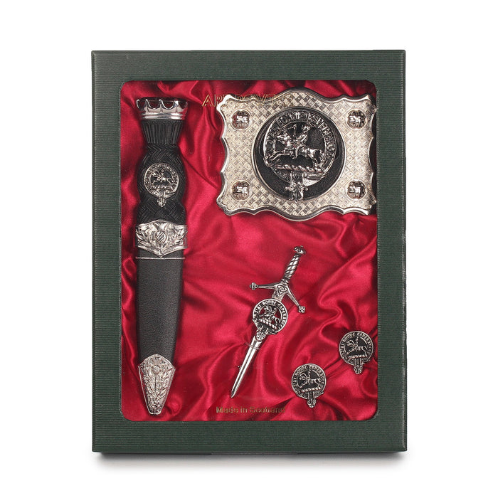 Craig Clan Badge, Kilt Pin, Lapel Pin, Cufflinks, Keyring/Key Fob & Gift Set — Fine Pewter by Art Pewter — Made in Scotland (Shiny Finish) - Heritage Of Scotland - Gift Set
