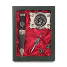 Crawford Clan Badge, Kilt Pin, Lapel Pin, Cufflinks, Keyring/Key Fob & Gift Set — Fine Pewter by Art Pewter — Made in Scotland (Shiny Finish) - Heritage Of Scotland - Gift Set