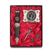 Crawford Clan Badge, Kilt Pin, Lapel Pin, Cufflinks, Keyring/Key Fob & Gift Set — Fine Pewter by Art Pewter — Made in Scotland (Shiny Finish) - Heritage Of Scotland - Gift Set