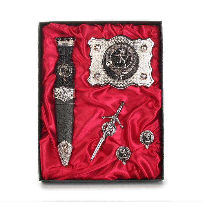 Cumming Clan Badge, Kilt Pin, Lapel Pin, Cufflinks, Keyring/Key Fob & Gift Set — Fine Pewter by Art Pewter — Made in Scotland (Shiny Finish) - Heritage Of Scotland - Gift Set
