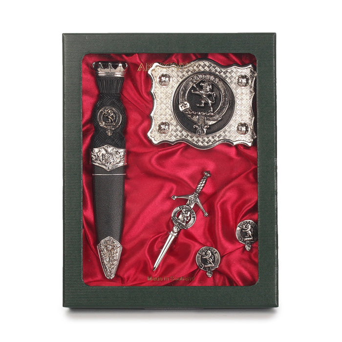 Cumming Clan Badge, Kilt Pin, Lapel Pin, Cufflinks, Keyring/Key Fob & Gift Set — Fine Pewter by Art Pewter — Made in Scotland (Shiny Finish) - Heritage Of Scotland - Gift Set