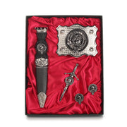 Cunningham Clan Badge, Kilt Pin, Lapel Pin, Cufflinks, Keyring/Key Fob & Gift Set — Fine Pewter by Art Pewter — Made in Scotland (Shiny Finish) - Heritage Of Scotland - Gift Set