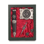 Cunningham Clan Badge, Kilt Pin, Lapel Pin, Cufflinks, Keyring/Key Fob & Gift Set — Fine Pewter by Art Pewter — Made in Scotland (Shiny Finish) - Heritage Of Scotland - Gift Set