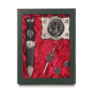 Davidson Clan Badge, Kilt Pin, Lapel Pin, Cufflinks, Keyring/Key Fob & Gift Set — Fine Pewter by Art Pewter — Made in Scotland (Shiny Finish) - Heritage Of Scotland - Gift Set