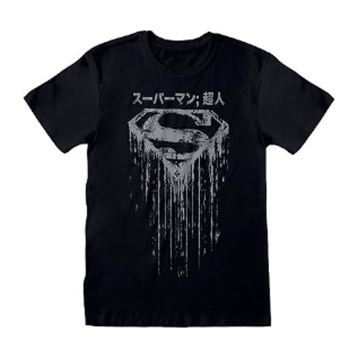 Dc Superman - Japanese Logo Tshirt - Heritage Of Scotland - BLACK