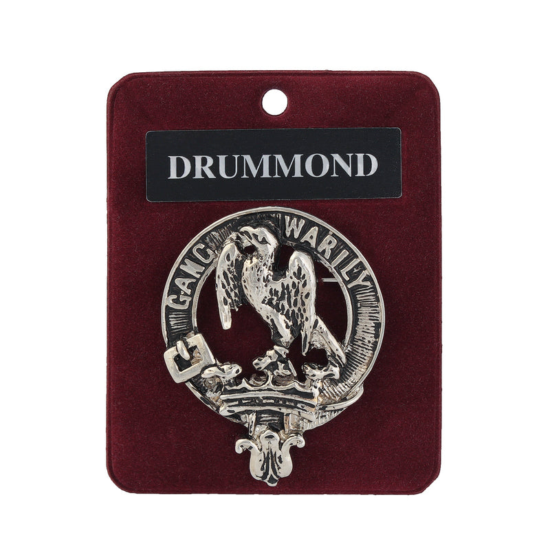 Drummond Clan Badge, Kilt Pin, Lapel Pin, Cufflinks, Keyring/Key Fob & Gift Set — Fine Pewter by Art Pewter — Made in Scotland (Shiny Finish) - Heritage Of Scotland - Badge