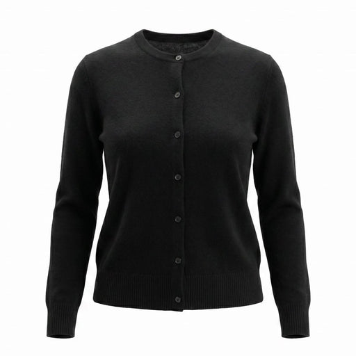 Dunedin Cashmere Woman's 100% Cashmere C Neck Cardigan - Black - Heritage Of Scotland - XS