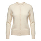 Dunedin Cashmere Woman's 100% Cashmere C Neck Cardigan - Cloud White - Heritage Of Scotland - XS