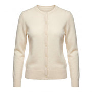 Dunedin Cashmere Woman's 100% Cashmere C Neck Cardigan - Cloud White - Heritage Of Scotland - XS