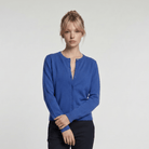 Dunedin Cashmere Woman's 100% Cashmere C Neck Cardigan - Cornflower - Heritage Of Scotland - XS