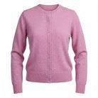 Dunedin Cashmere Woman's 100% Cashmere C Neck Cardigan - Marl Lilac - Heritage Of Scotland - XS