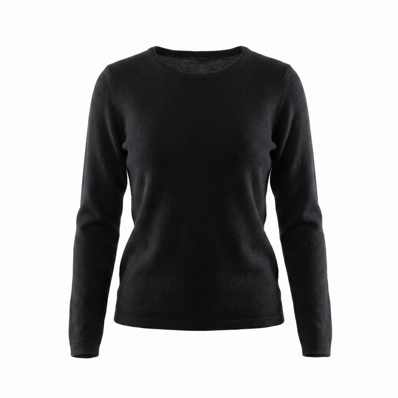 Dunedin Cashmere Women’s 100% Cashmere C - Neck Jumper – Black - Heritage Of Scotland - XS