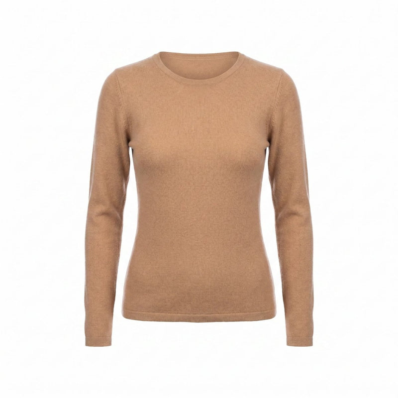 Dunedin Cashmere Women’s 100% Cashmere C - Neck Jumper – Camel - Heritage Of Scotland - XS