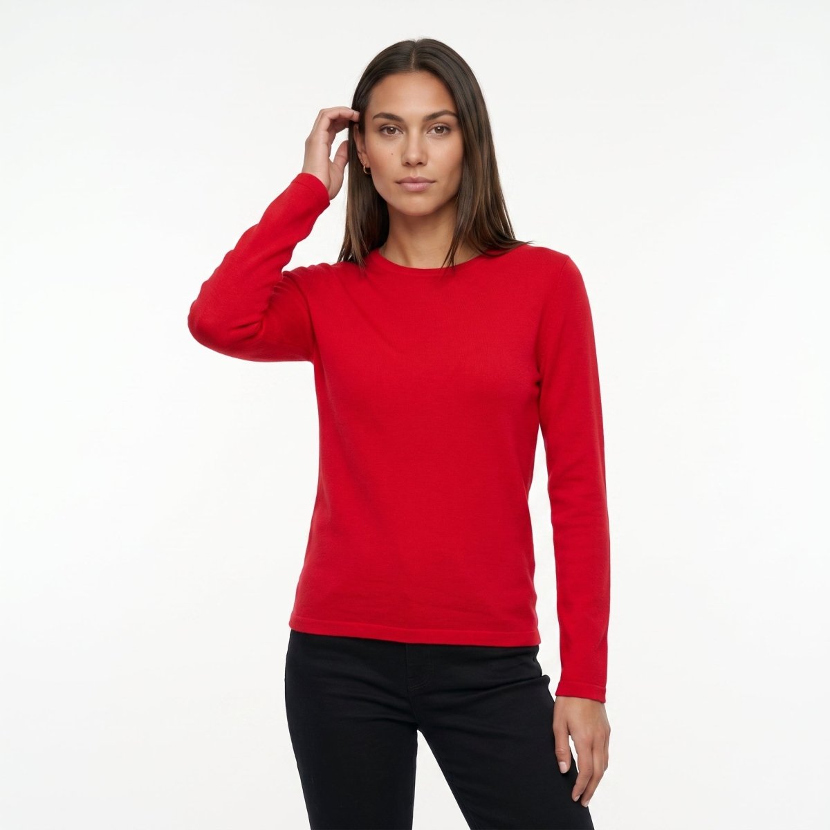 Dunedin Cashmere Women’s 100% Cashmere C-Neck Jumper – Cardinal - Heritage Of Scotland - XS