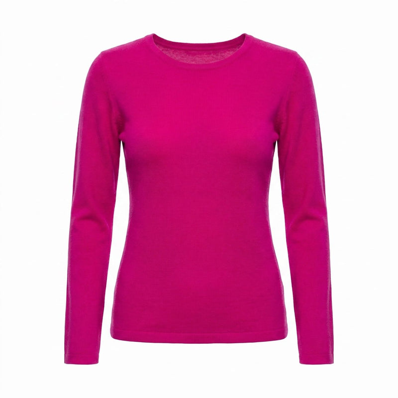 Dunedin Cashmere Women’s 100% Cashmere C - Neck Jumper – Fuchsia - Heritage Of Scotland - XS