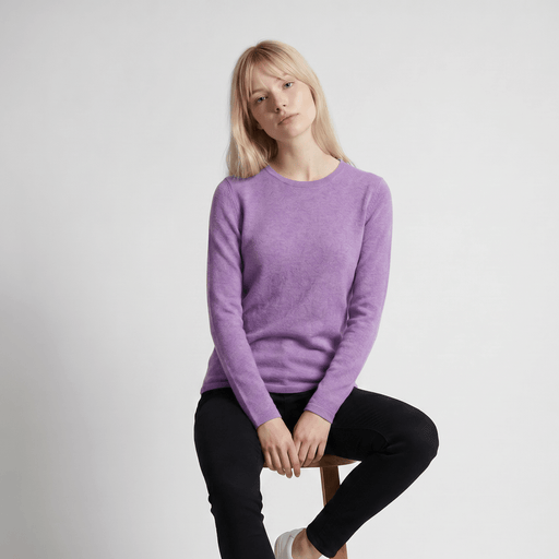 Dunedin Cashmere Women’s 100% Cashmere C-Neck Jumper – Heather - Heritage Of Scotland - S