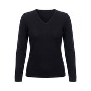 Dunedin Cashmere Women’s 100% Cashmere V - Neck Jumper – Black - Heritage Of Scotland - XS