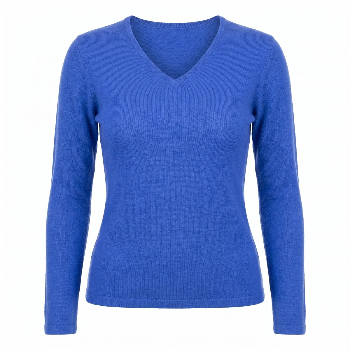 Dunedin Cashmere Women’s 100% Cashmere V - Neck Jumper – Cornflower - Heritage Of Scotland - XS