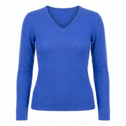 Dunedin Cashmere Women’s 100% Cashmere V - Neck Jumper – Cornflower - Heritage Of Scotland - XS