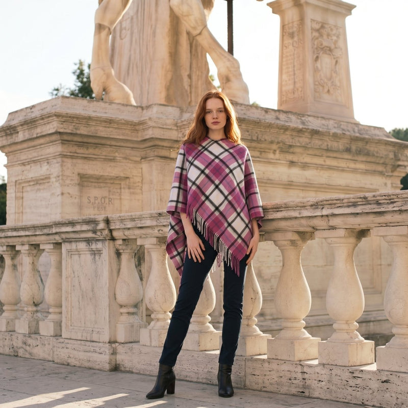 Edinburgh 100% Cashmere Mini Cape - Heritage Of Scotland - LIGHT BLUE CHECK