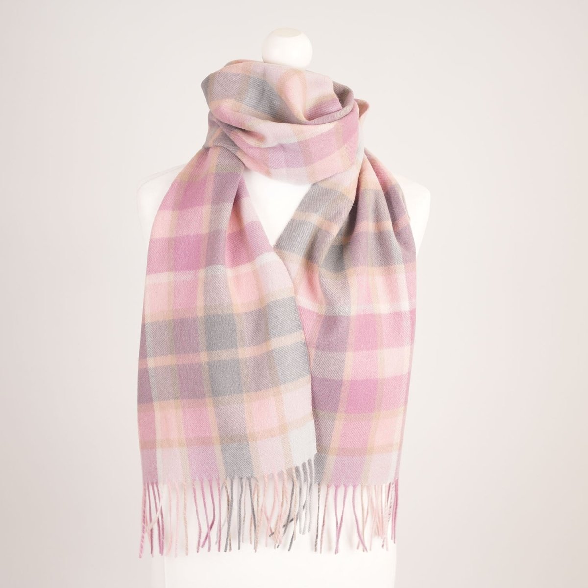 Edinburgh 100% Lambswool Scarf – Premium Soft Wool Wrap - Artillery Check Light Pink - Heritage Of Scotland -