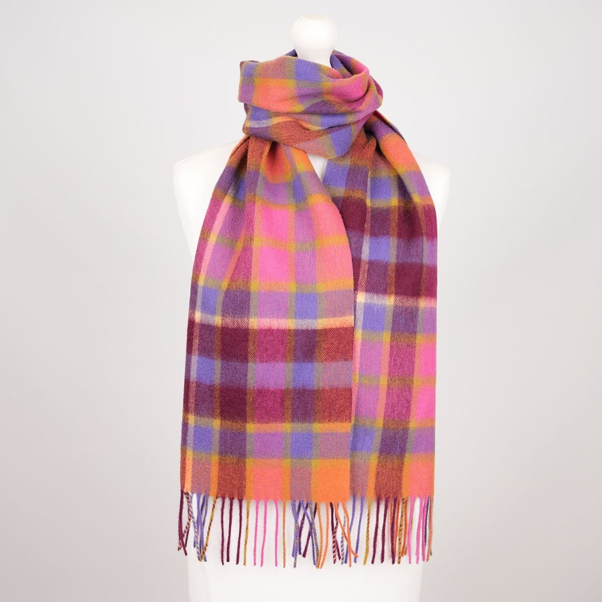 Edinburgh 100% Lambswool Scarf – Premium Soft Wool Wrap - Artillery Check Orange - Heritage Of Scotland -