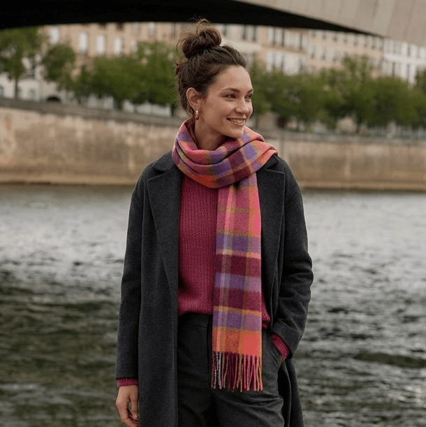 Edinburgh 100% Lambswool Scarf – Premium Soft Wool Wrap - Artillery Check Orange - Heritage Of Scotland -