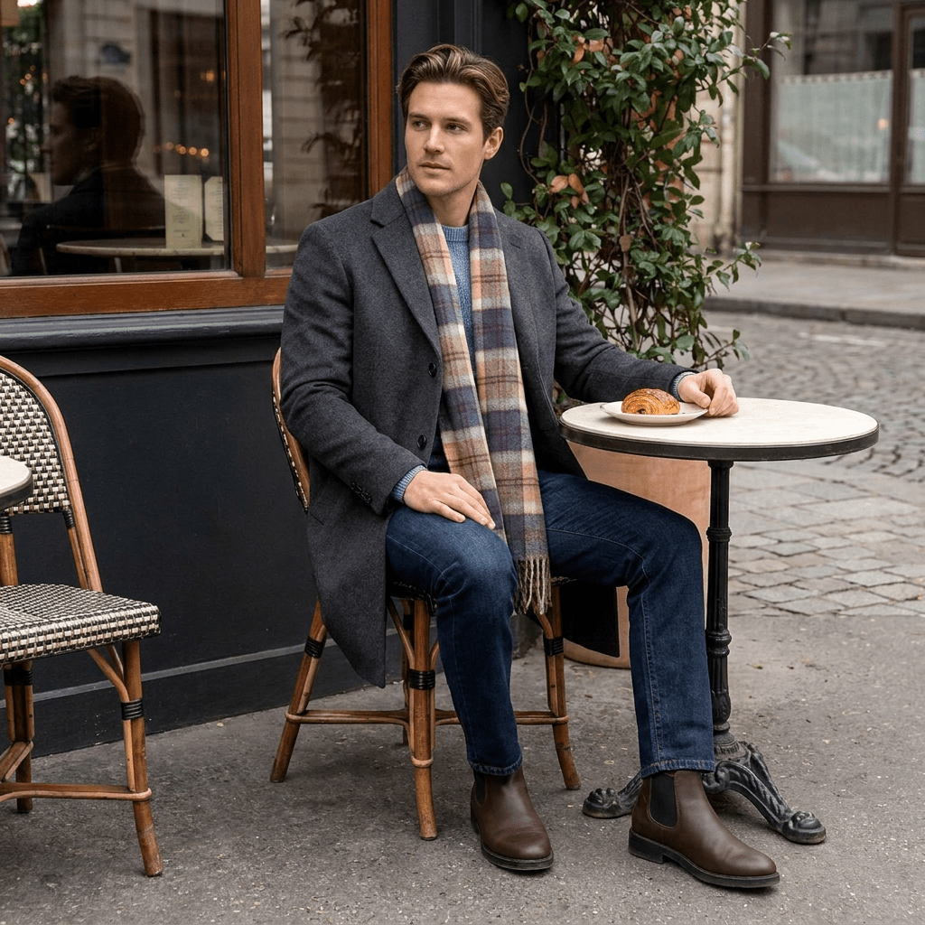 Edinburgh 100% Lambswool Scarf – Premium Soft Wool Wrap - Bannockbane Navy - Heritage Of Scotland -