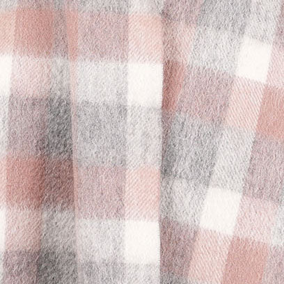 Edinburgh 100% Lambswool Scarf – Premium Soft Wool Wrap - Big Check Muted White and Pink - Heritage Of Scotland -