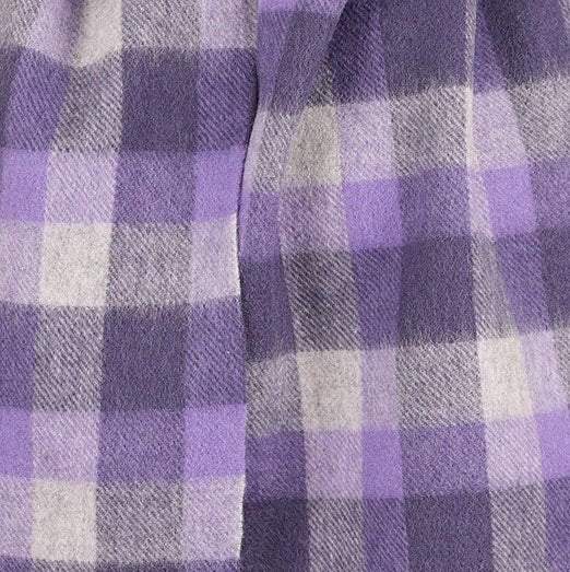 Edinburgh 100% Lambswool Scarf – Premium Soft Wool Wrap - Big Check Purple and Oyster - Heritage Of Scotland -