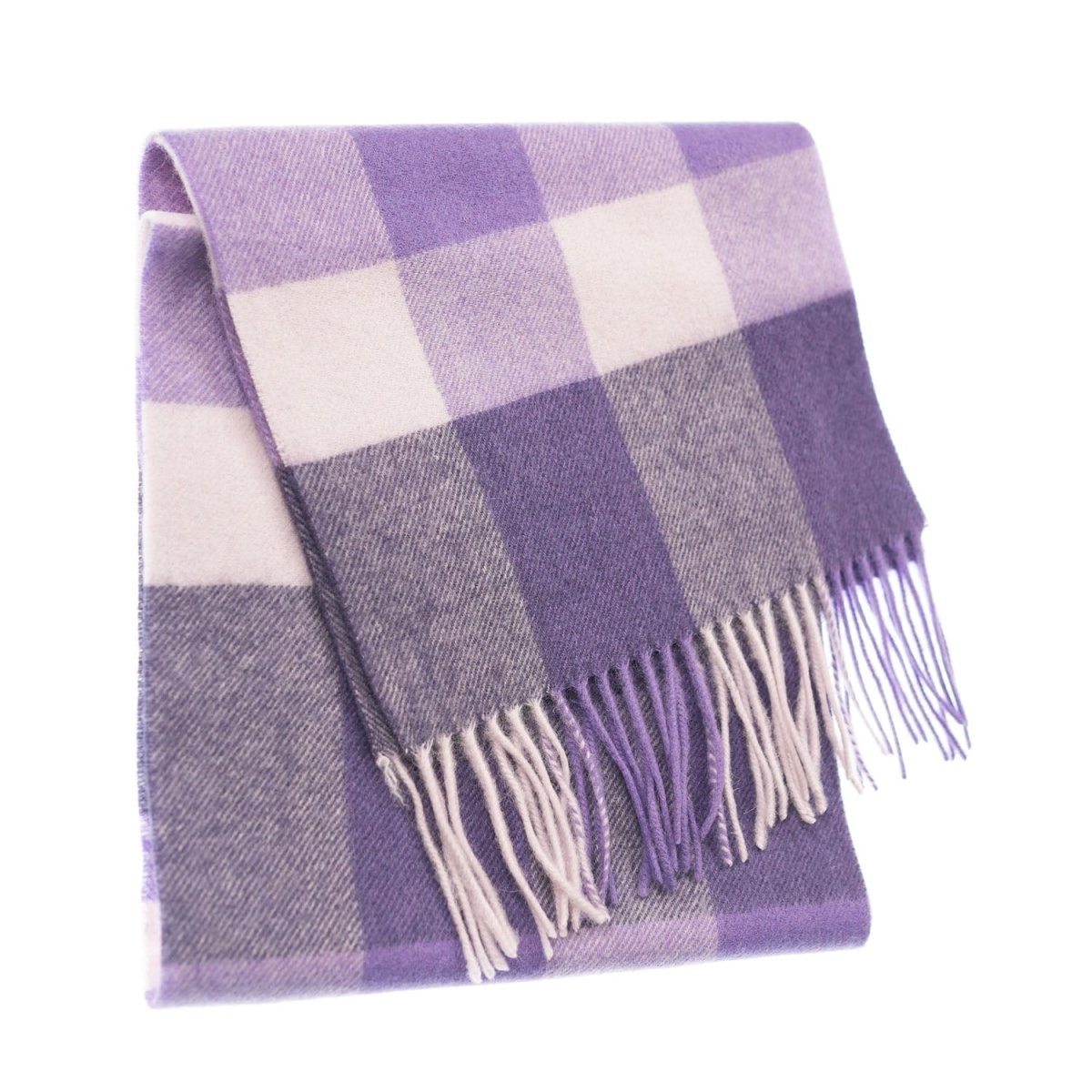 Edinburgh 100% Lambswool Scarf – Premium Soft Wool Wrap - Bursted Check Lavender - Heritage Of Scotland -