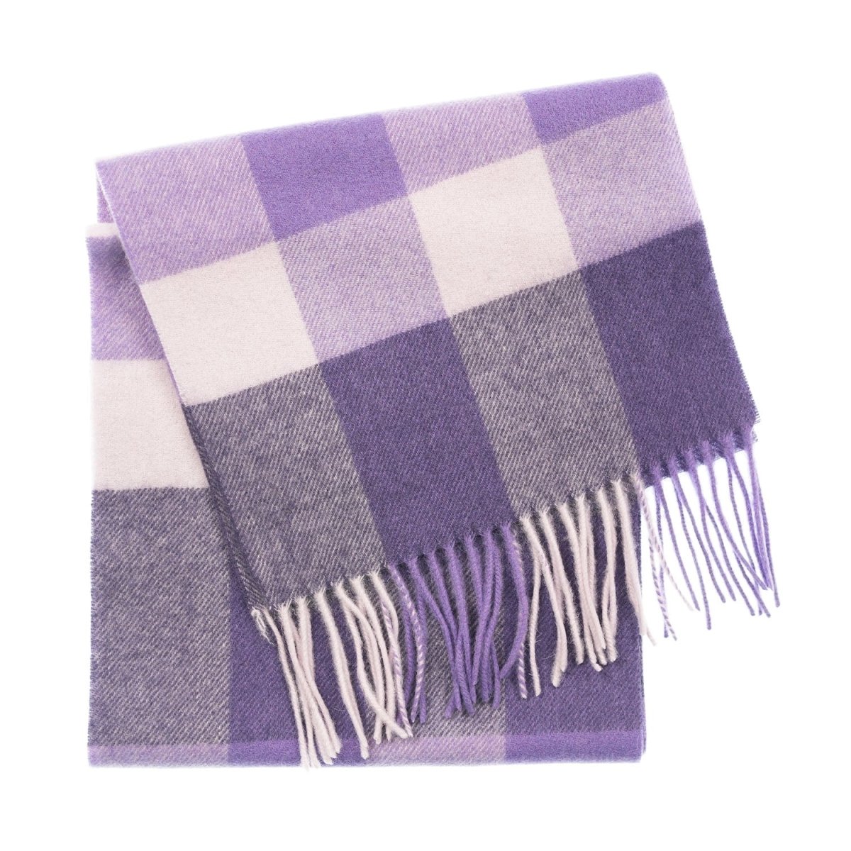Edinburgh 100% Lambswool Scarf – Premium Soft Wool Wrap - Bursted Check Lavender - Heritage Of Scotland -