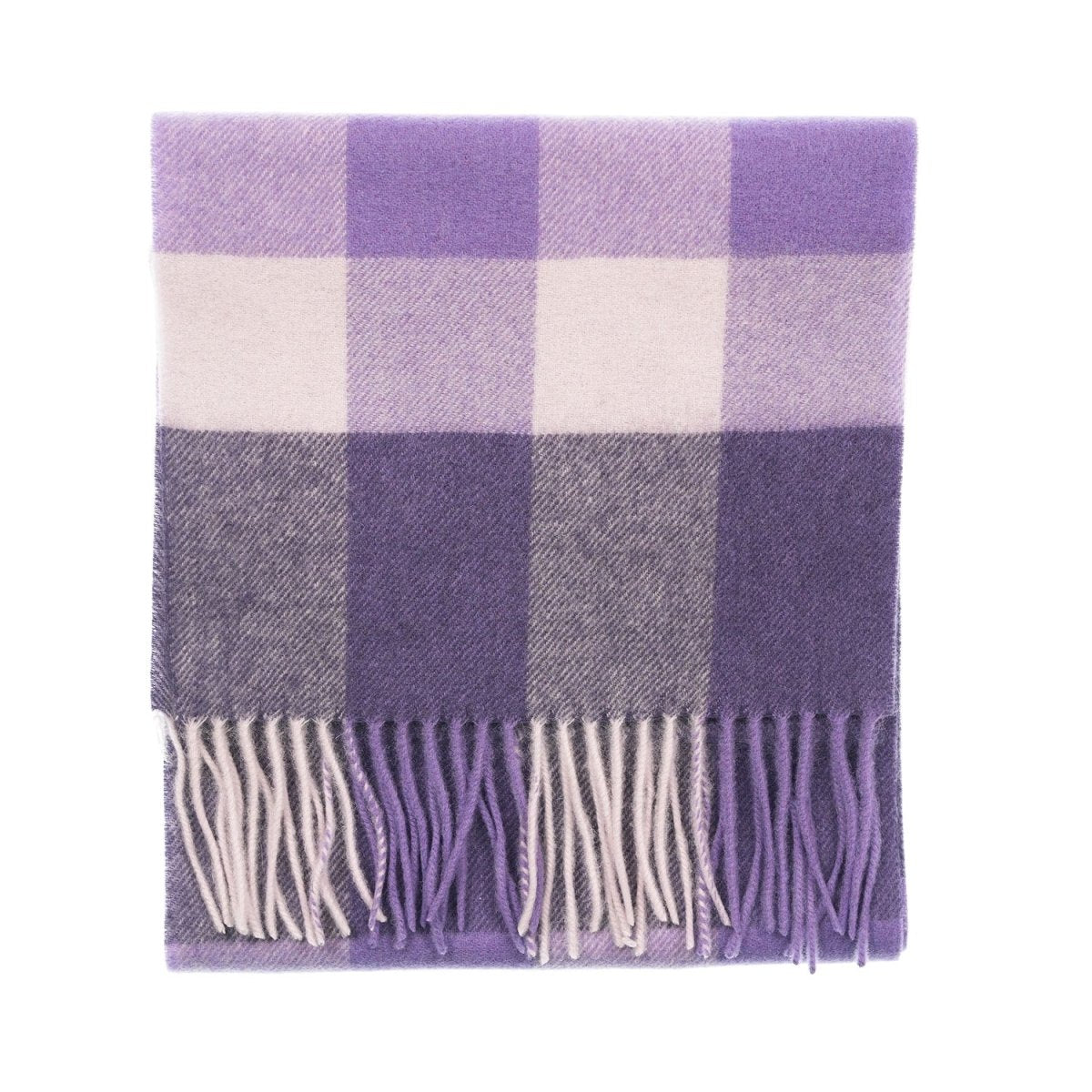 Edinburgh 100% Lambswool Scarf – Premium Soft Wool Wrap - Bursted Check Lavender - Heritage Of Scotland -