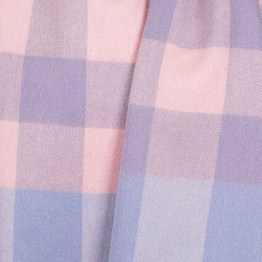 Edinburgh 100% Lambswool Scarf – Premium Soft Wool Wrap - Bursted Check Lavender and Pink - Heritage Of Scotland -