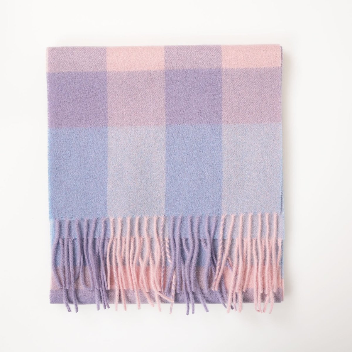 Edinburgh 100% Lambswool Scarf – Premium Soft Wool Wrap - Bursted Check Lavender and Pink - Heritage Of Scotland -