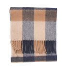 Edinburgh 100% Lambswool Scarf – Premium Soft Wool Wrap - Bursted Check Neutral and Navy - Heritage Of Scotland -