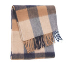 Edinburgh 100% Lambswool Scarf – Premium Soft Wool Wrap - Bursted Check Neutral and Navy - Heritage Of Scotland -