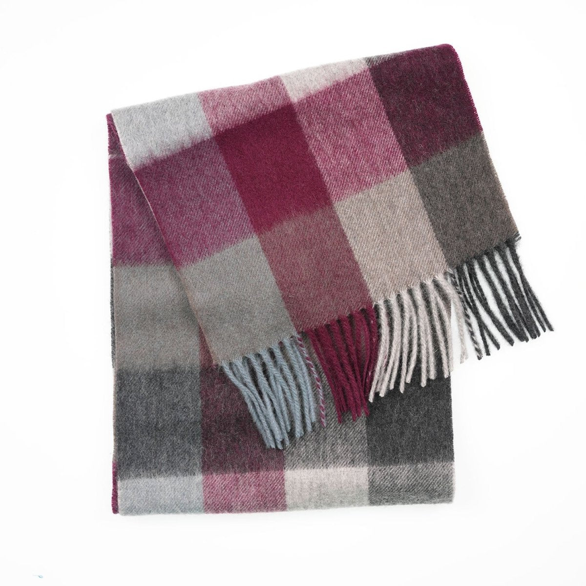 Edinburgh 100% Lambswool Scarf – Premium Soft Wool Wrap - Checkers - Burgundy - Heritage Of Scotland -
