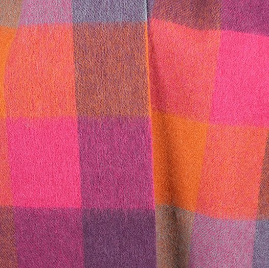 Edinburgh 100% Lambswool Scarf – Premium Soft Wool Wrap - Checkers Orange and Pink - Heritage Of Scotland -