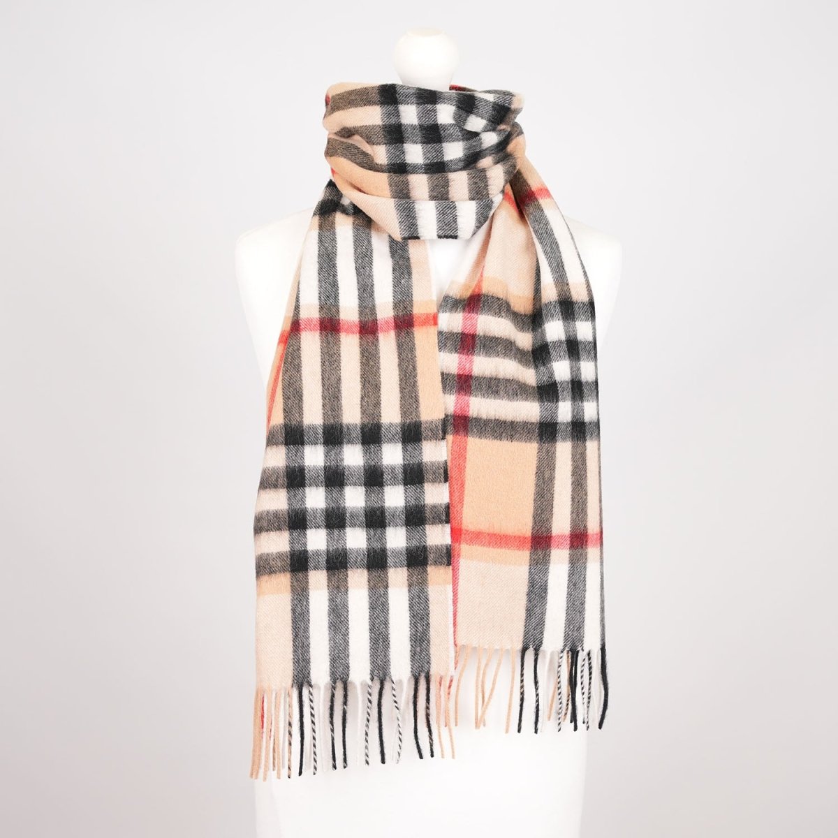 Edinburgh 100% Lambswool Scarf – Premium Soft Wool Wrap - Chequer Camel And Grey - Heritage Of Scotland -